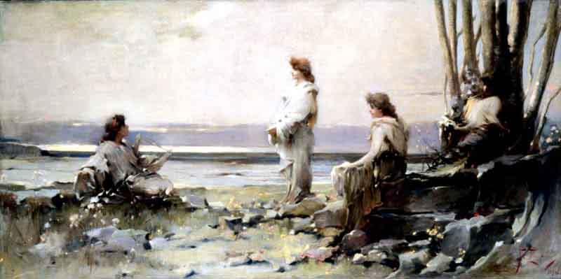 Franciszek zmurko Piesn wieczorna Norge oil painting art